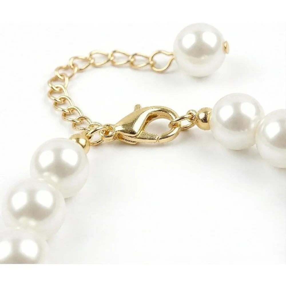Womens White Ivory Lace Mesh Pearl Bracelet Set Vintage Bowknot Polka Dot Gloves